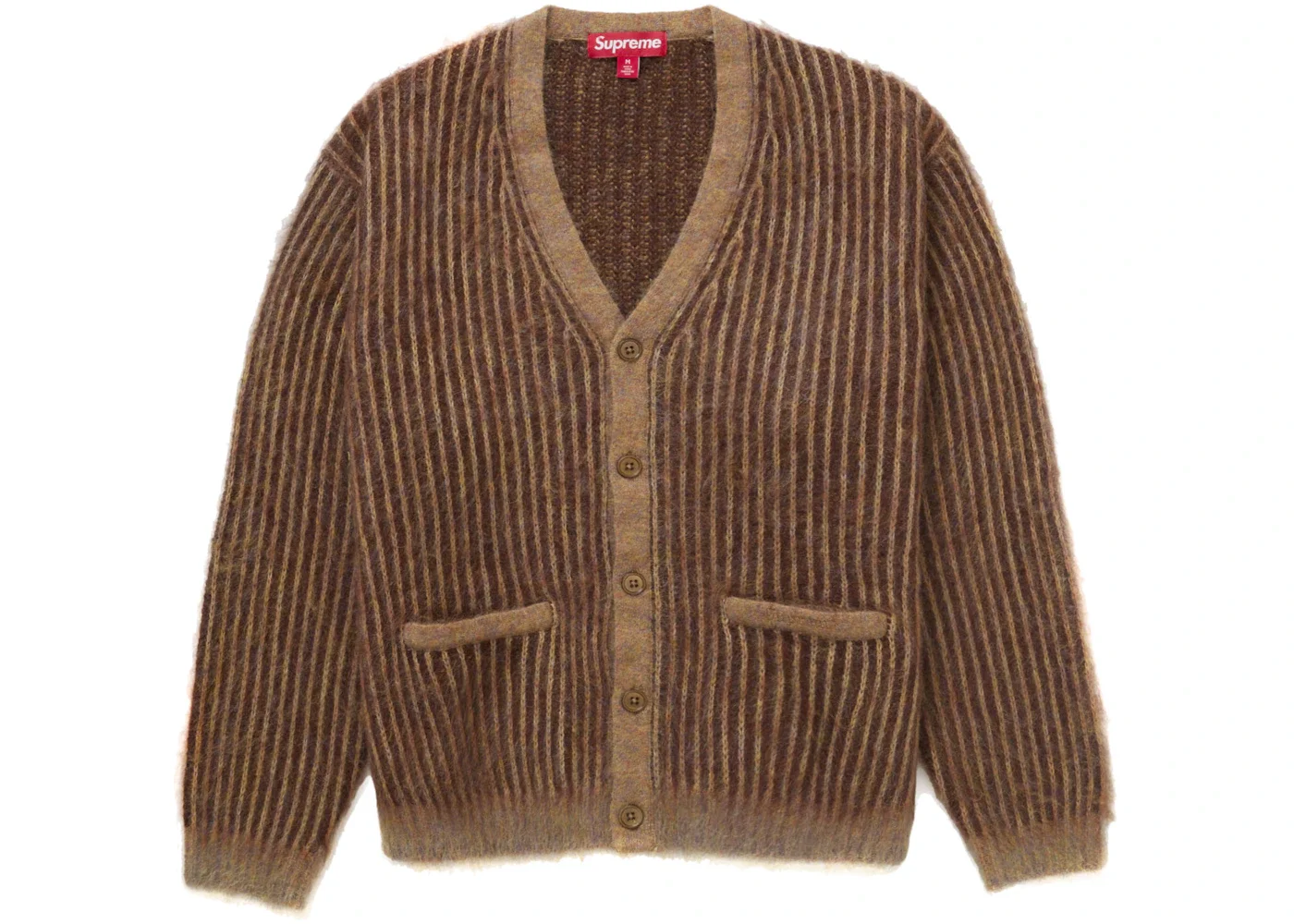 Supreme 2-Tone Mohair Cardigan Light Brown - 1