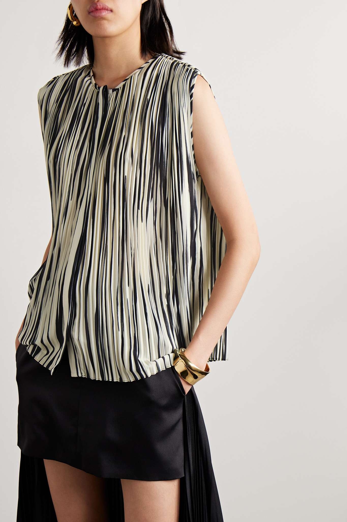 Flou pleated striped crepe blouse - 3