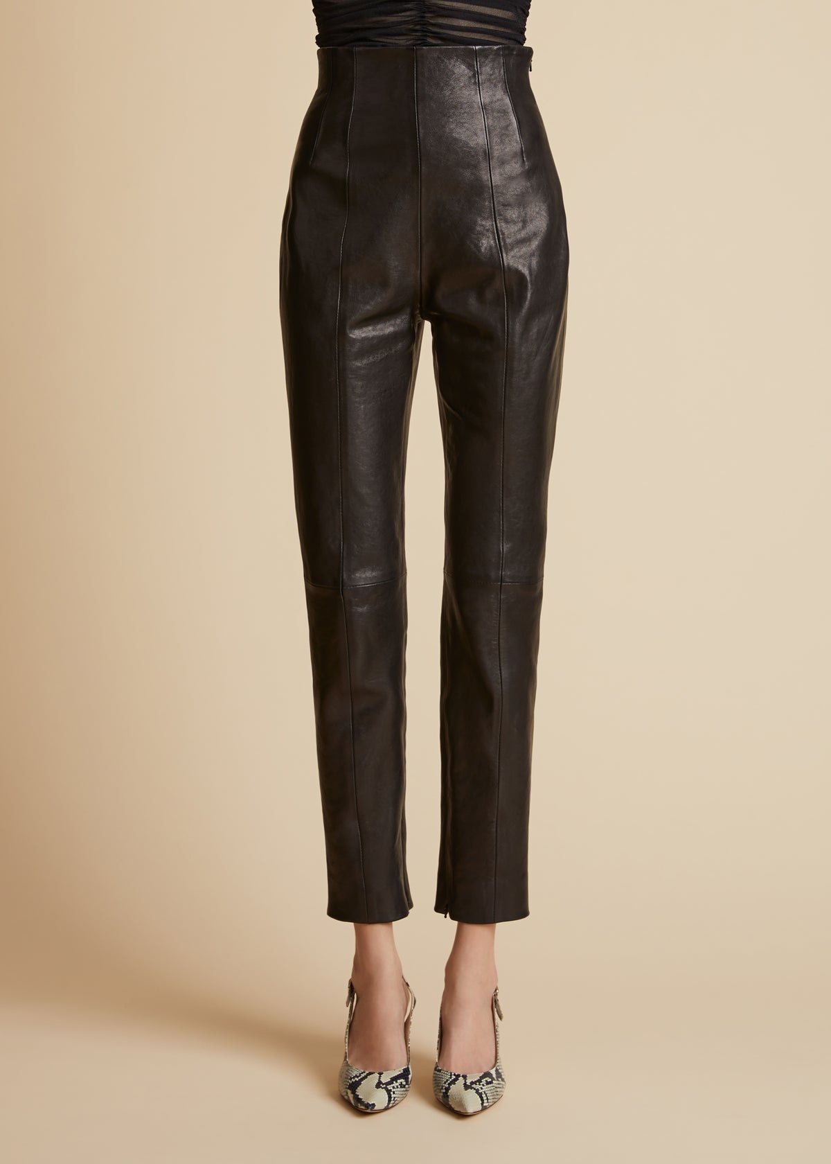 Lenn high-rise leather pants - 1