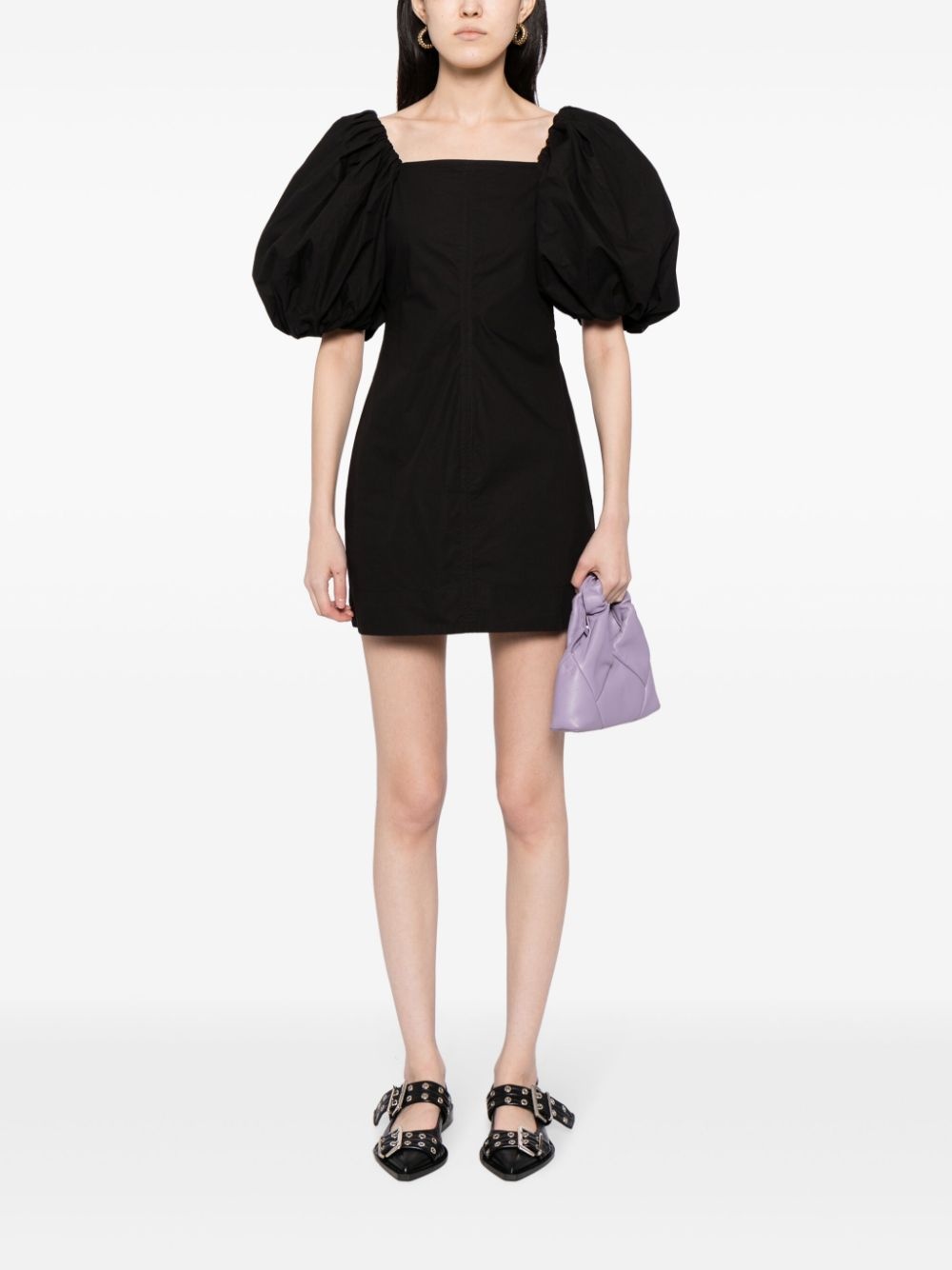 poplin-texture organic-cotton minidress - 2