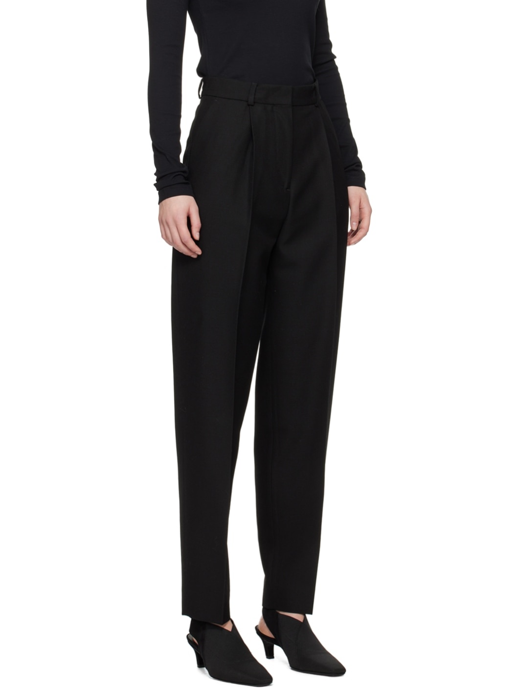 Black Single-Pleat Trousers - 2