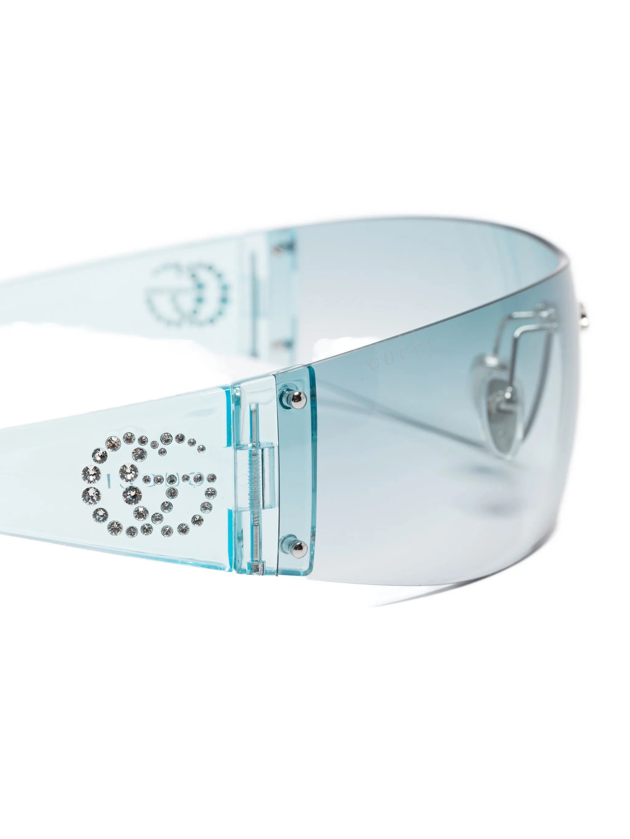 crystal-embellished shield sunglasses - 3
