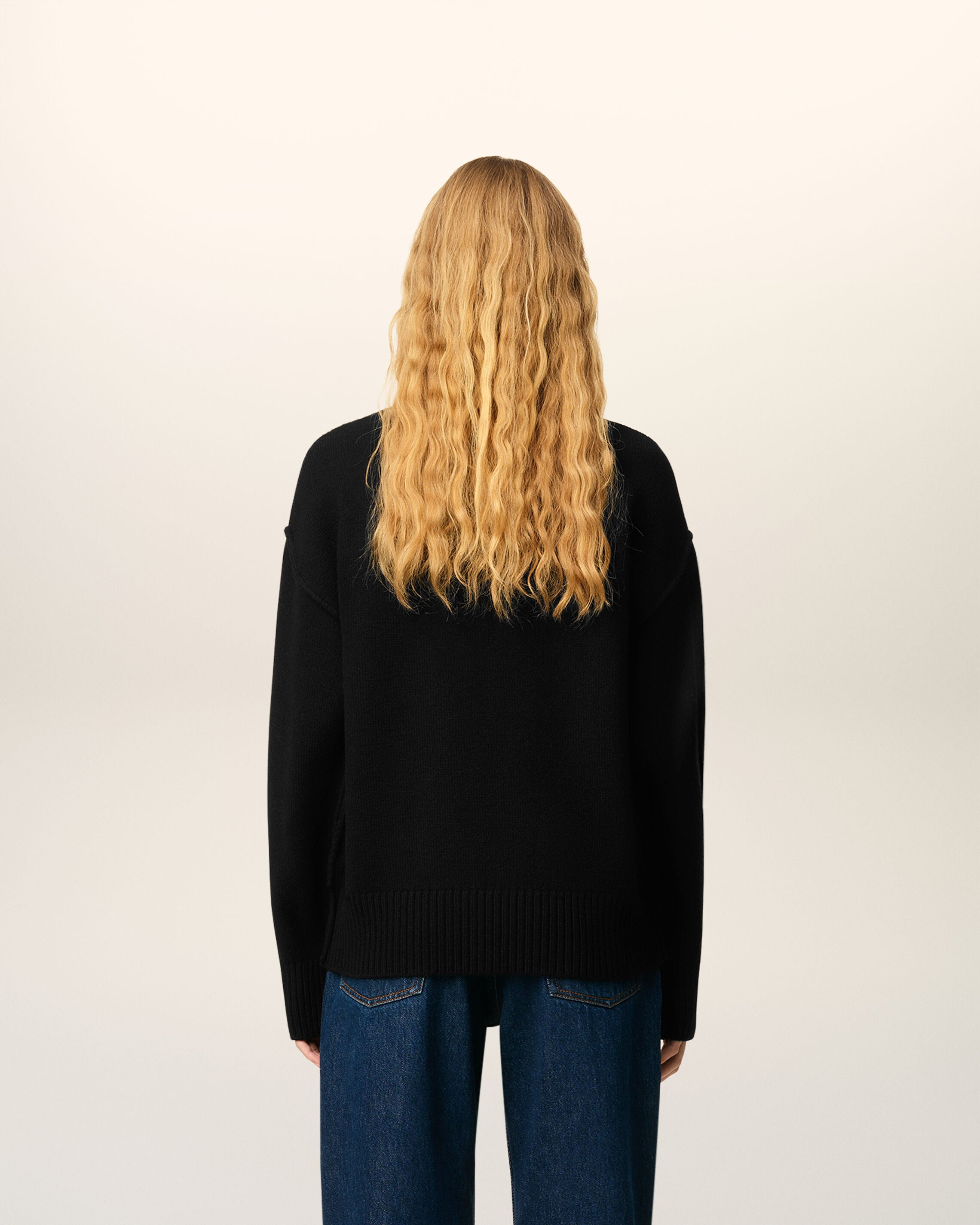 BLACK WOOL  AMI DE COEUR CREWNECK SWEATER - 5