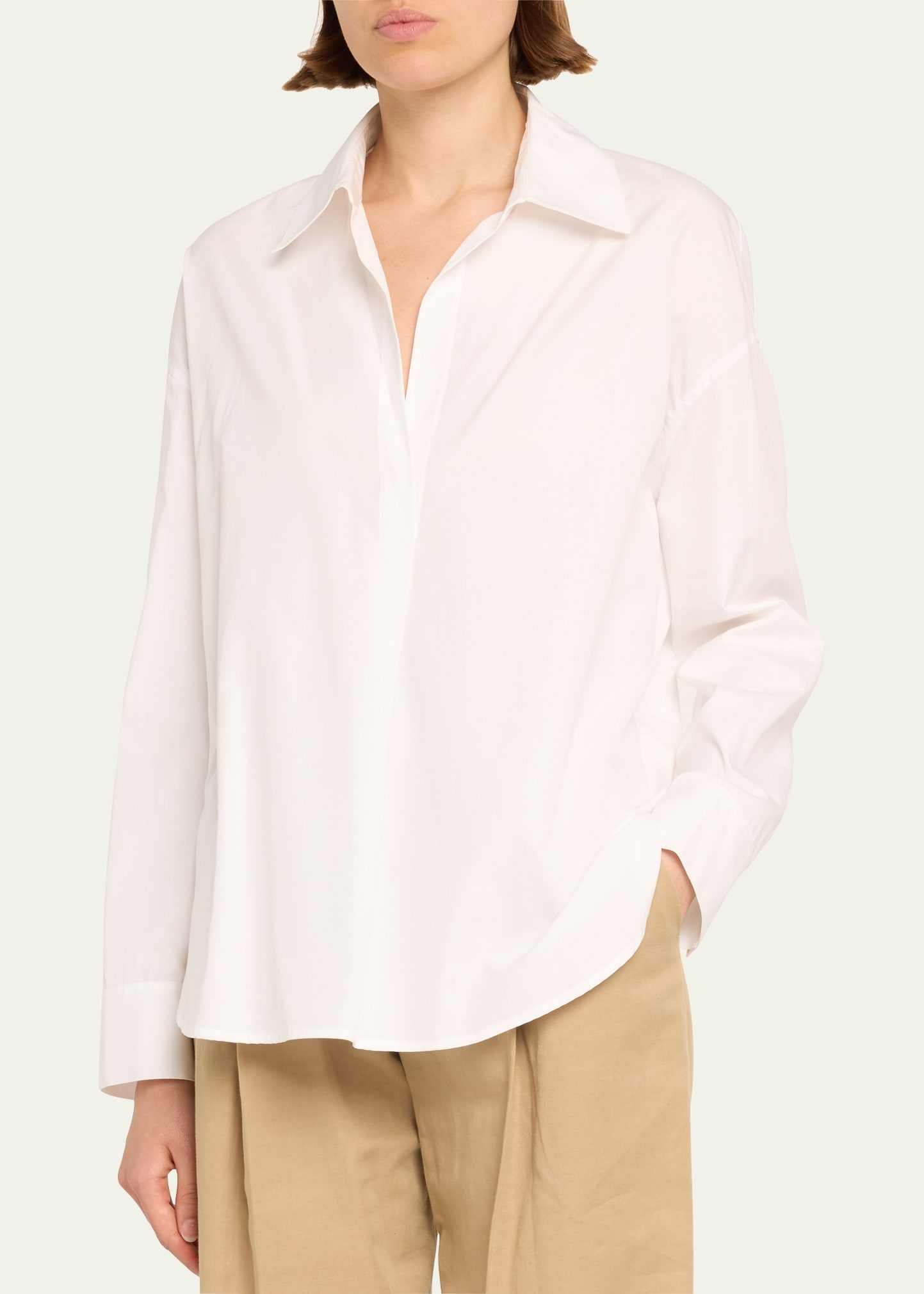 Half-Placket Long-Sleeve Cotton Shirt - 4