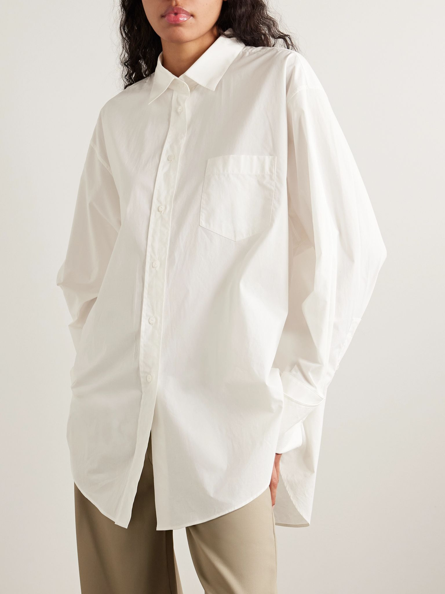 Ment oversized cotton-poplin shirt White - 3