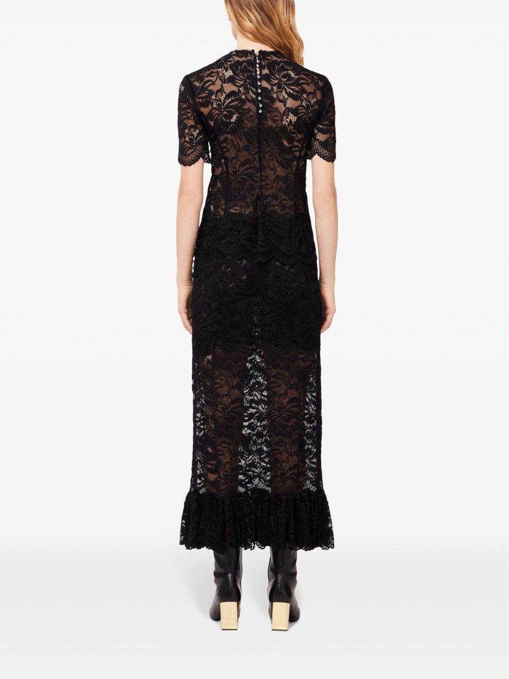 high-waist lace midi skirt - 3