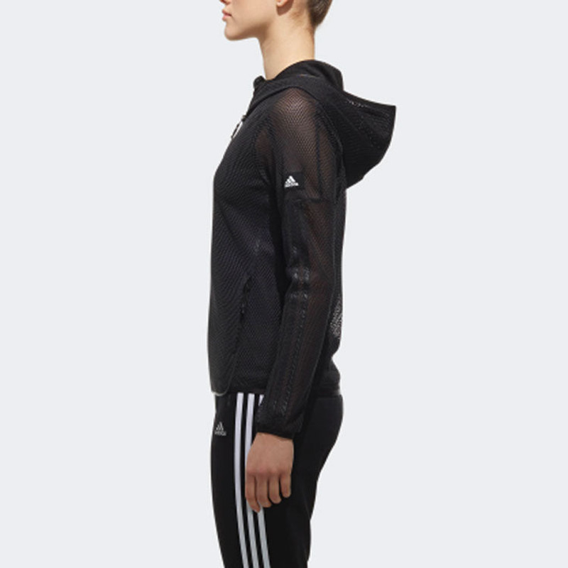 (WMNS) adidas Sports Hollow Out Mesh hooded Jacket Black CV5489 4