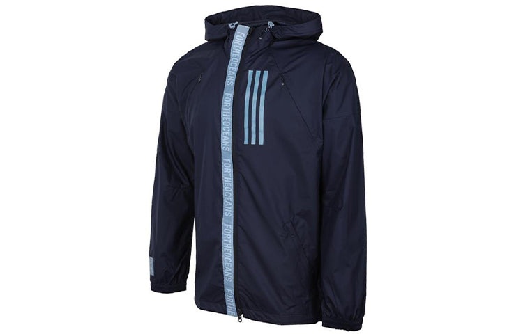 adidas Casual Training Sports Windproof Hooded Jacket Navy Blue EB7600 - 3