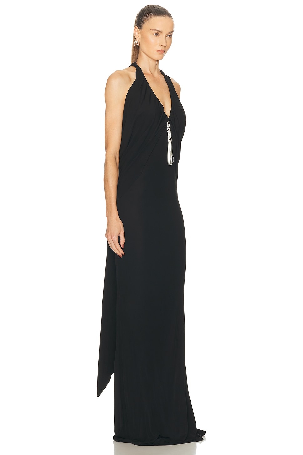 Lavalliere Draped Jersey Halter Dress - 2