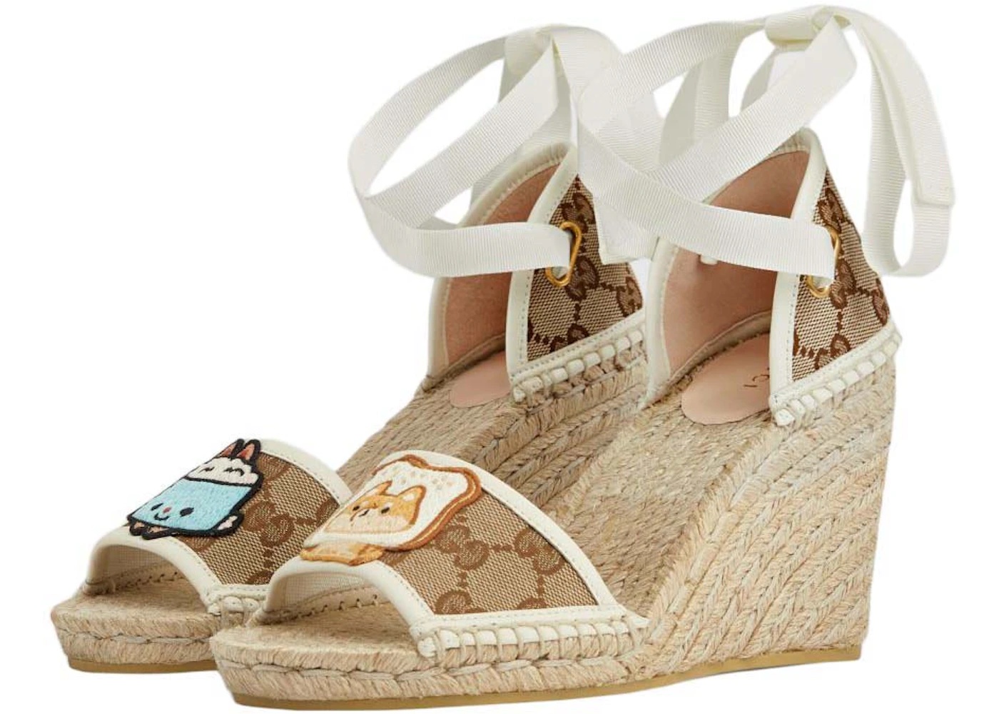 Gucci GG Espadrille with Patch Beige White (Women's) - 2