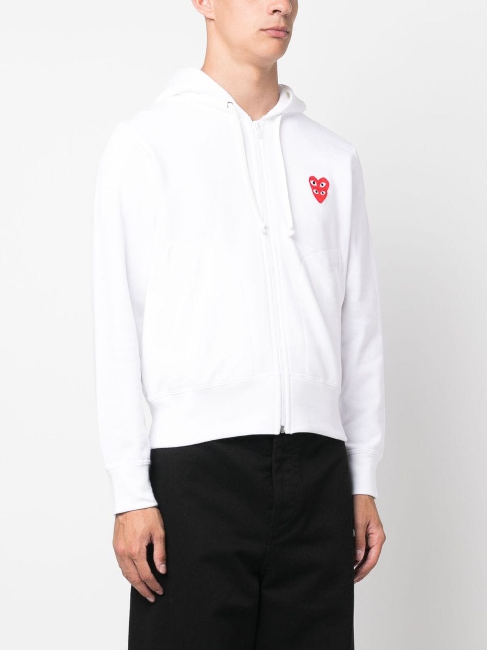 heart-print zipped cotton hoodie - 3