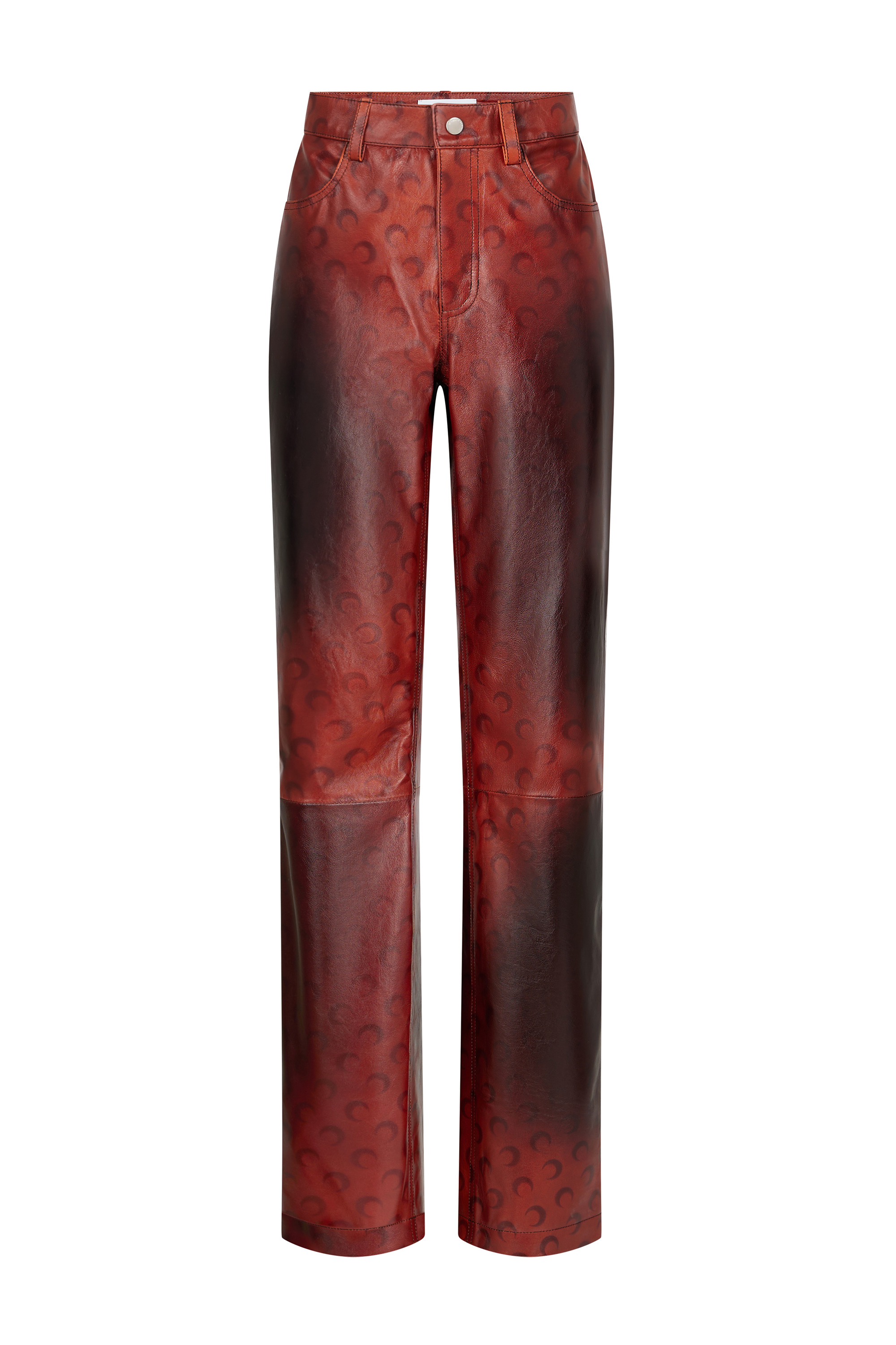 Marine Serre Airbrushed Crafted Leather Straight Leg Pants | REVERSIBLE