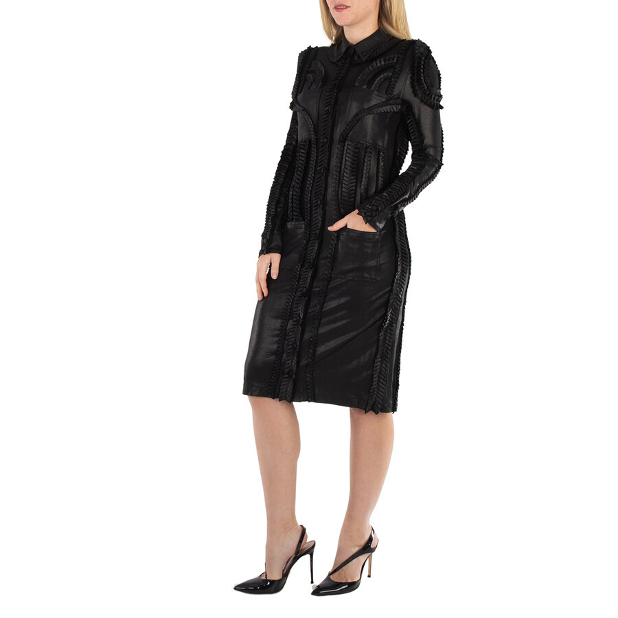 Burberry Detail Pleated Stretch Jersey Shirt Dress - 4
