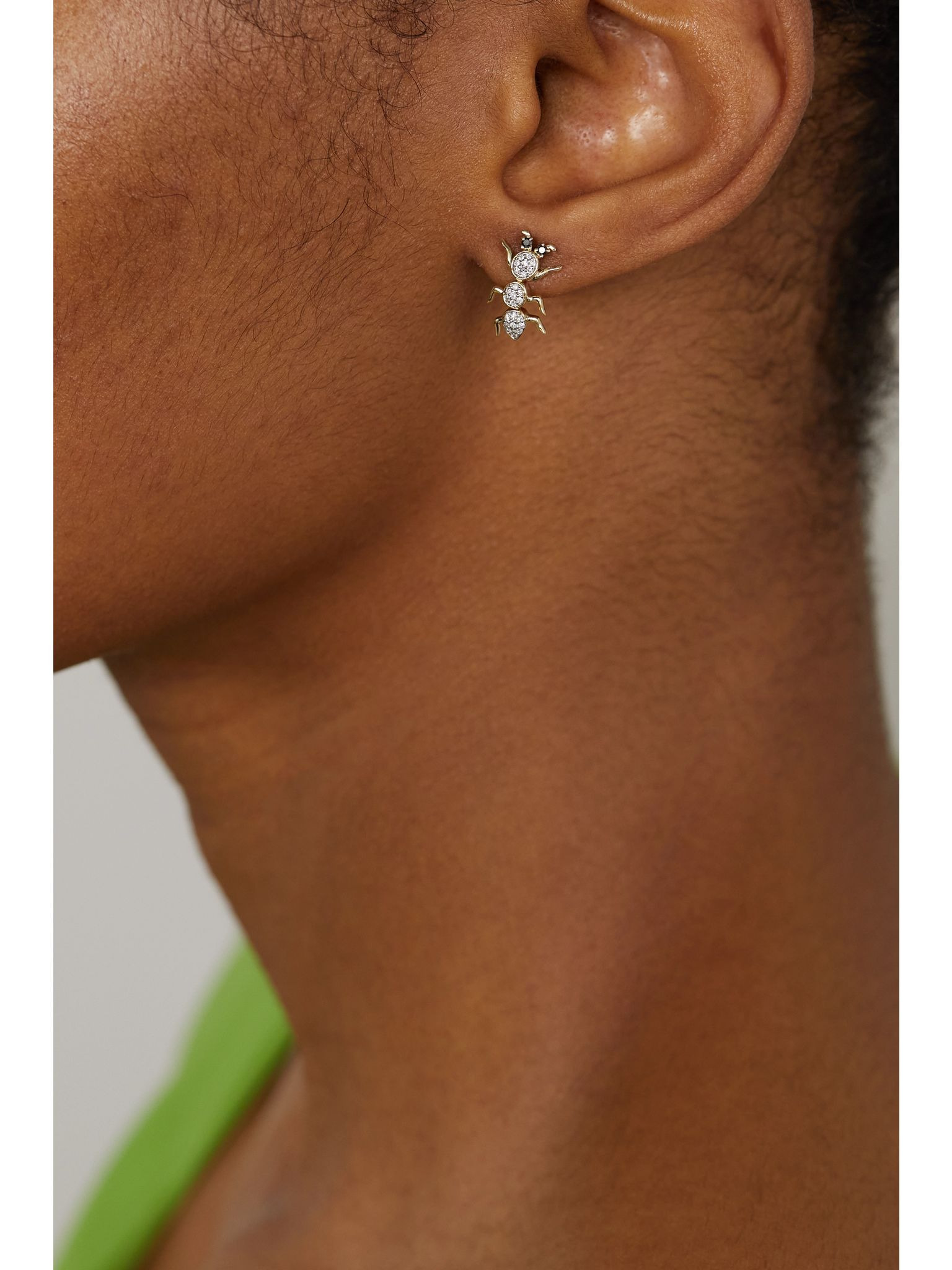 9-karat gold diamond single earring Gold - 2