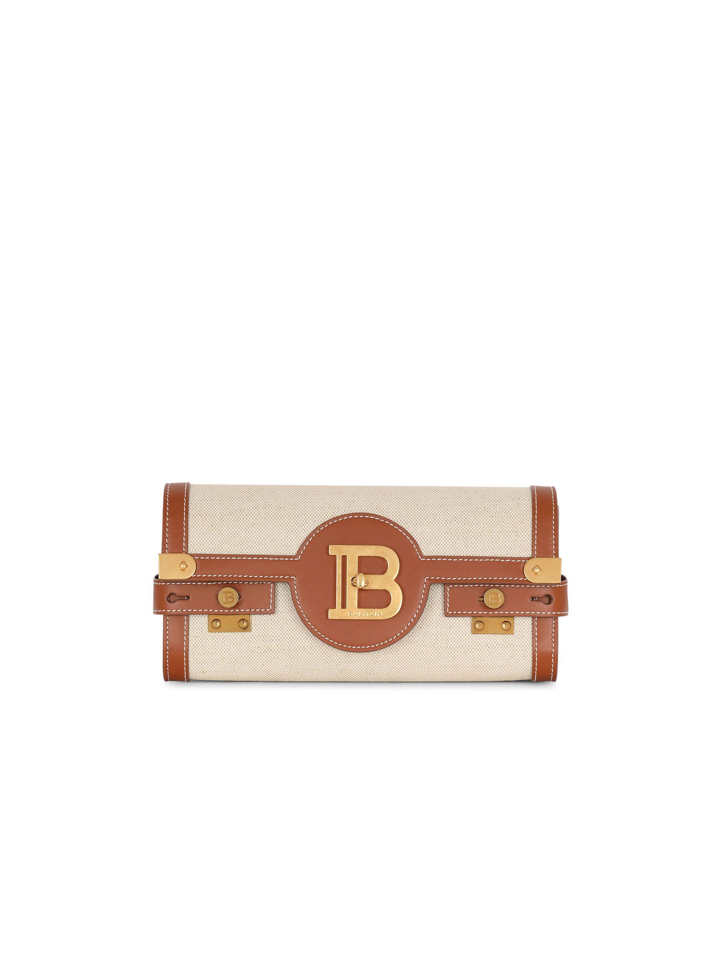 B-Buzz 23 leather and canvas clutch bag 1