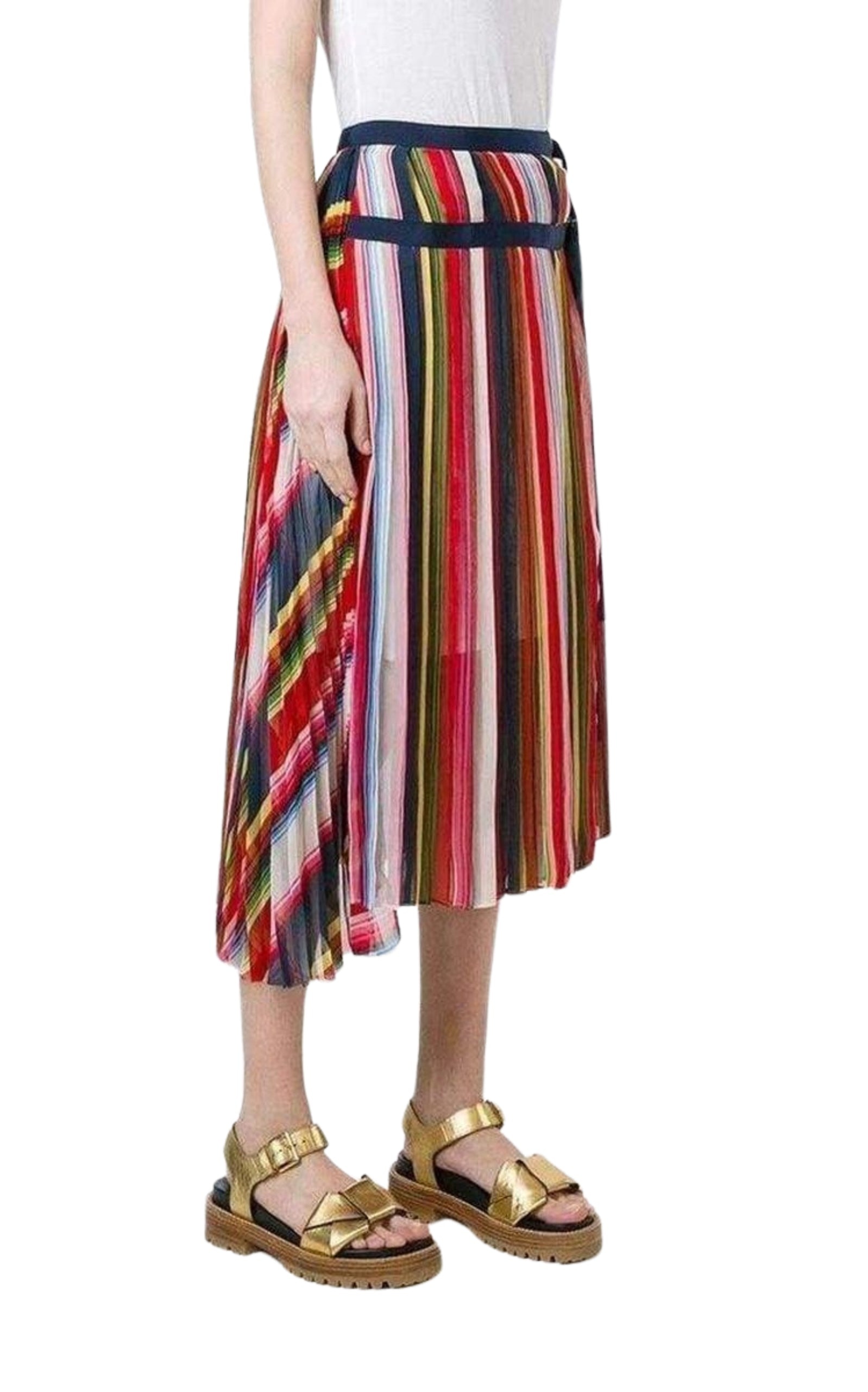 Multi Coloured Striped Midi Skirt - 3