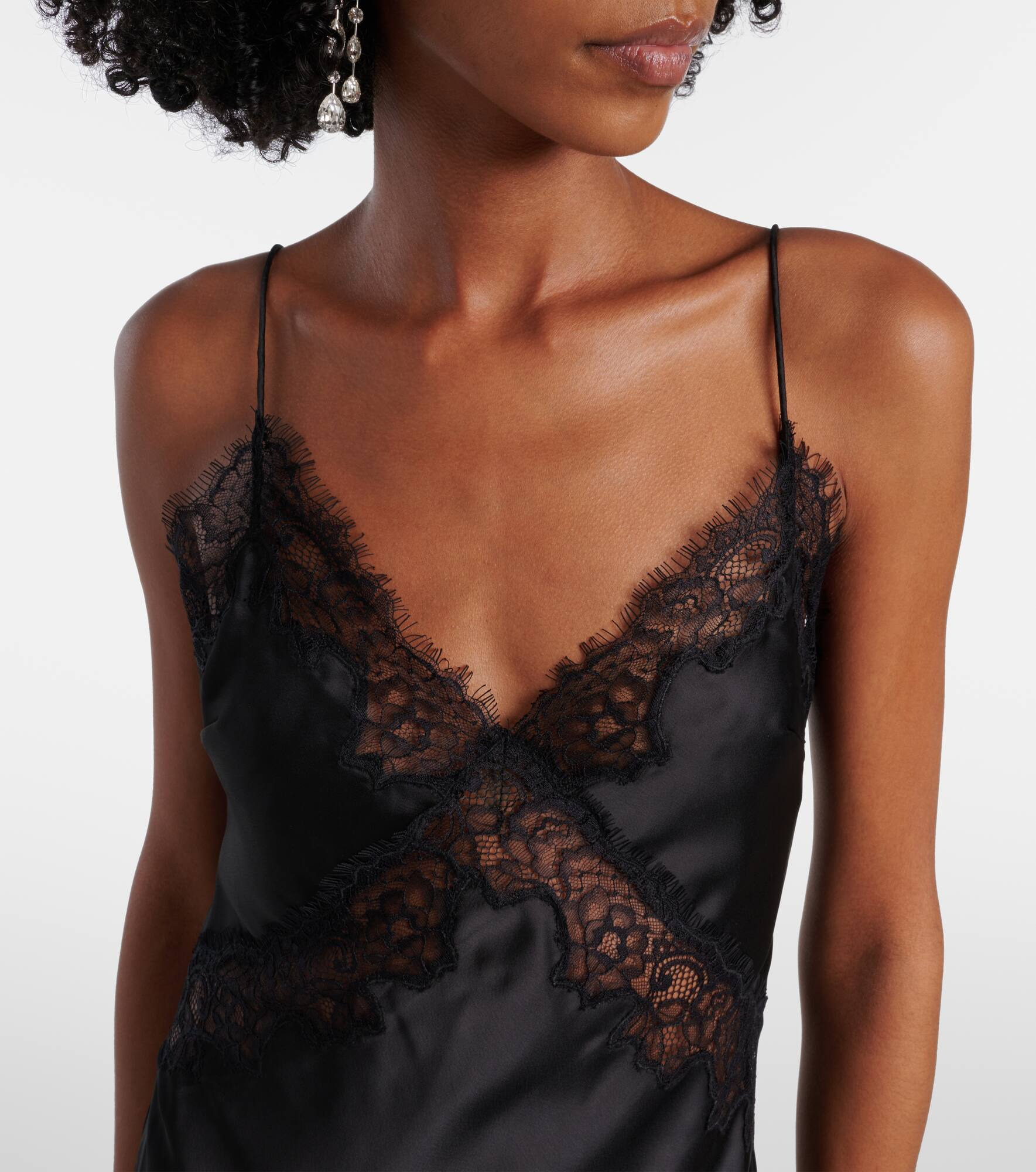 Tamera lace-trimmed satin slip dress - 4