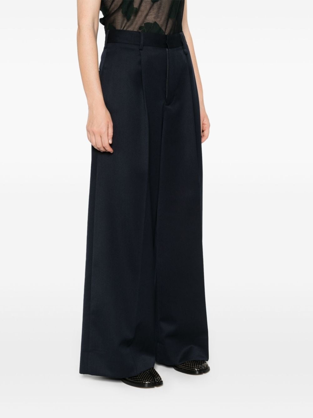 pleated wide-leg trousers - 3