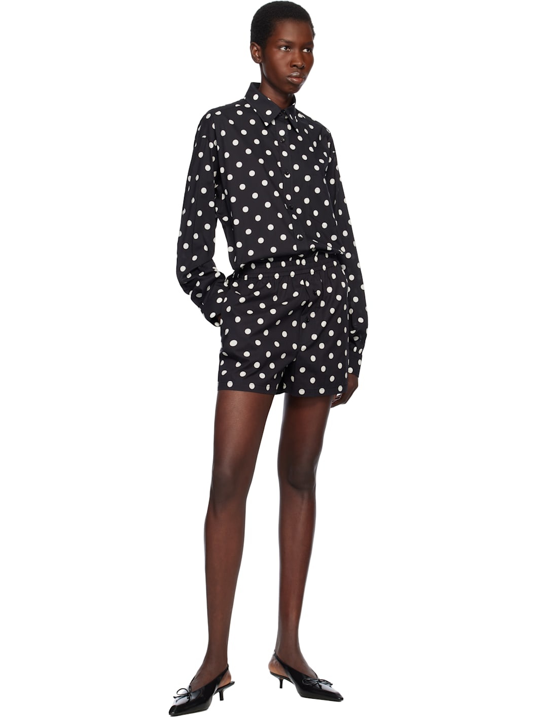 Black Allover Polka Dots Shorts - 4