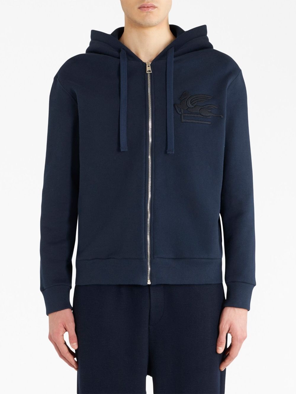 logo-embroidered zip-up cotton jacket - 2