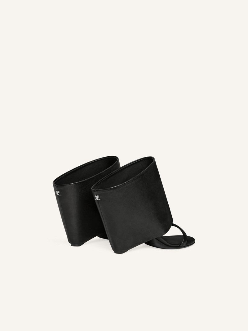 OBLIQUE WEDGED LEATHER MULES 4