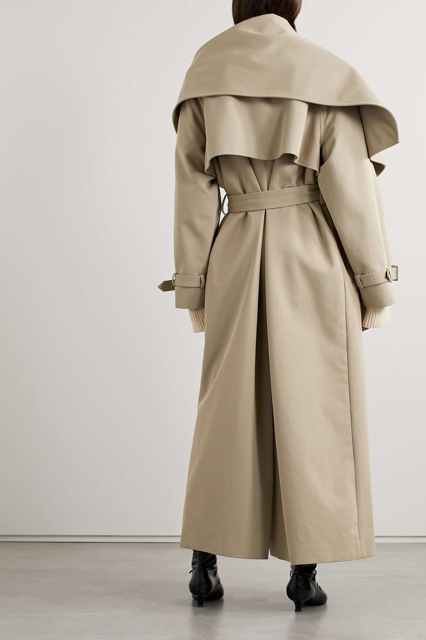 Hellen belted draped cotton-blend gabardine trench coat - 4