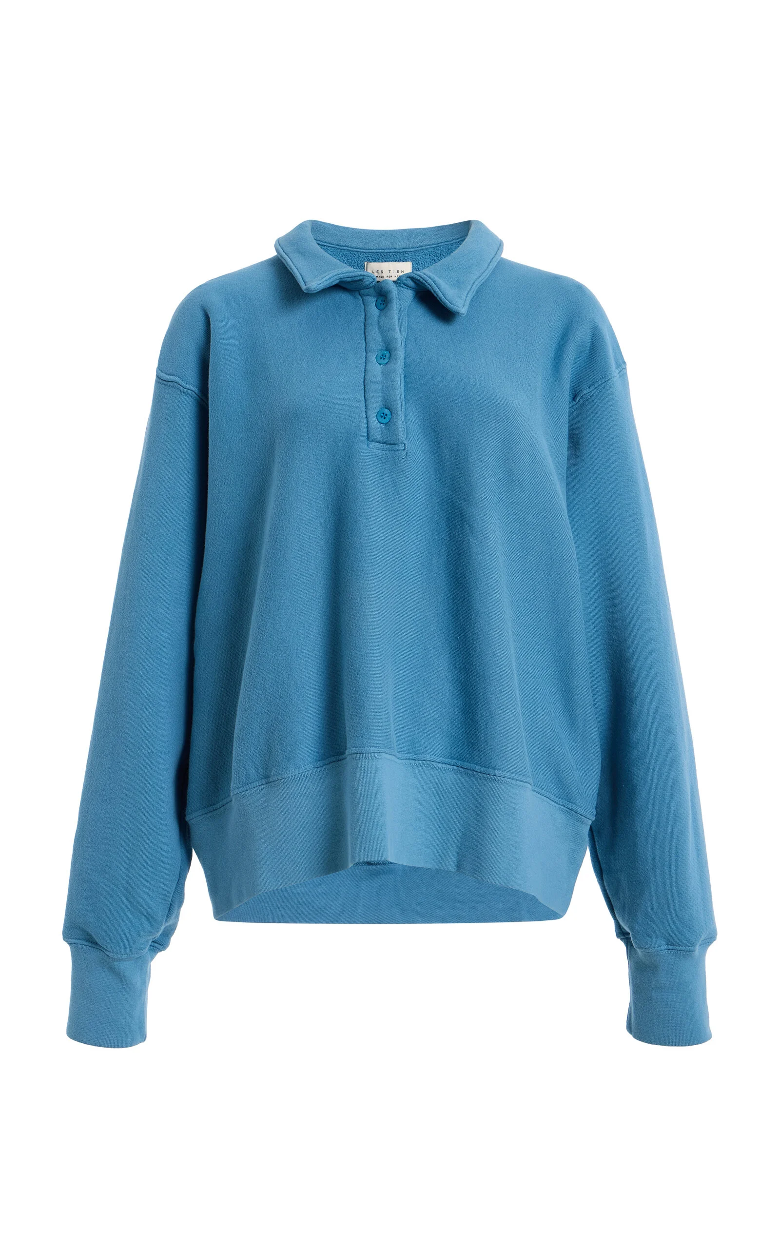Exclusive Cotton Henley Polo Top blue - 1