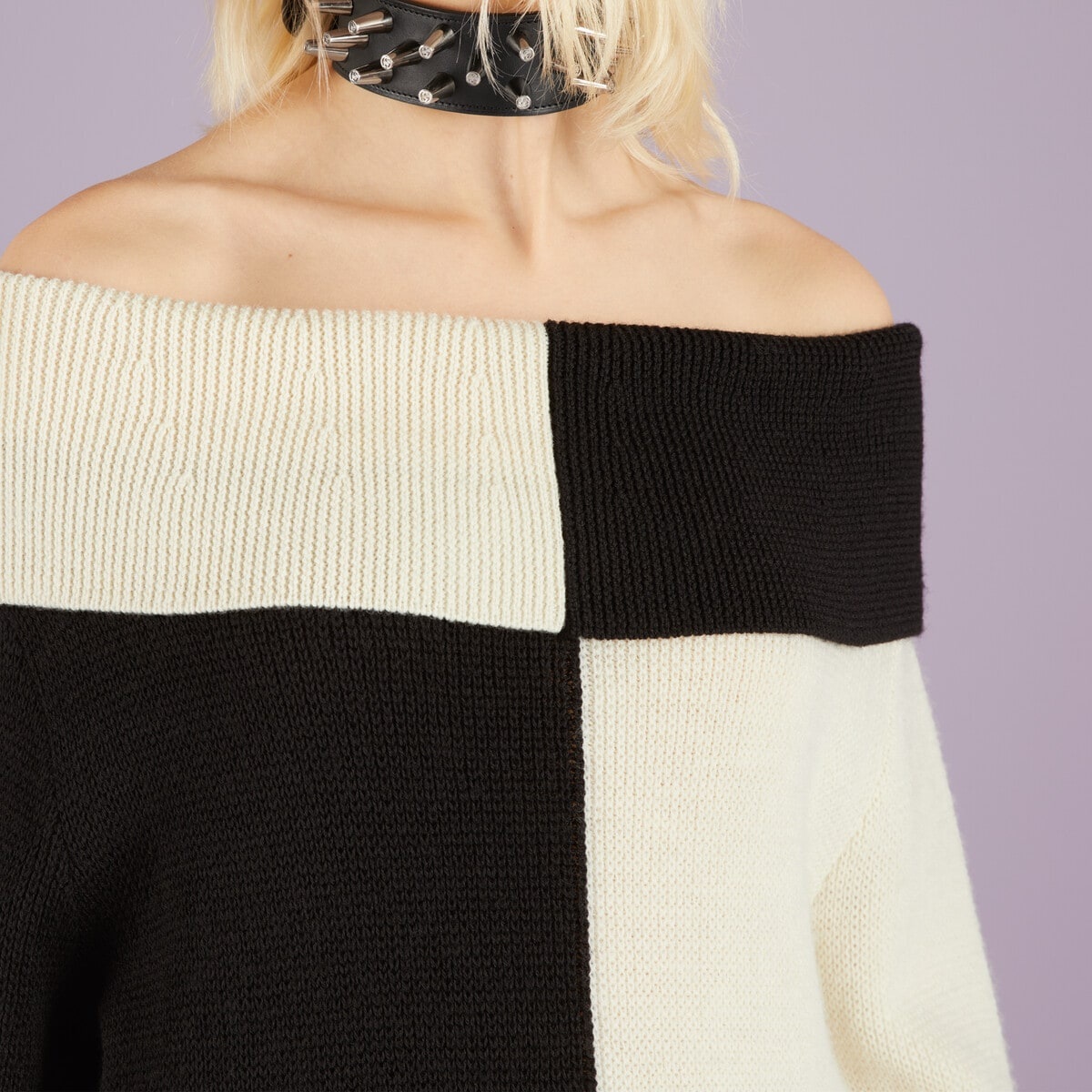 Chunky wool bicolor sweater - 4