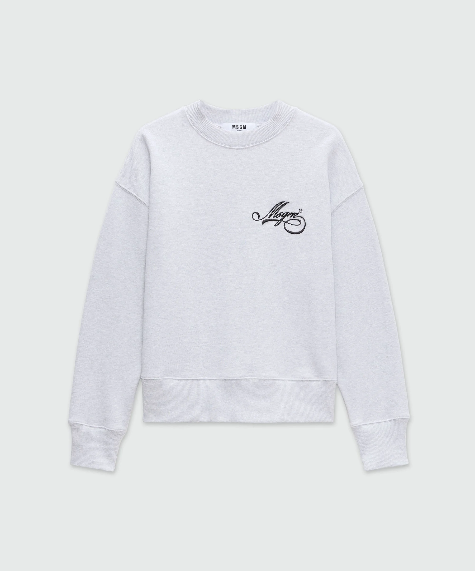 Grey melange jersey sweatshirt with cursive MSGM logo - 1