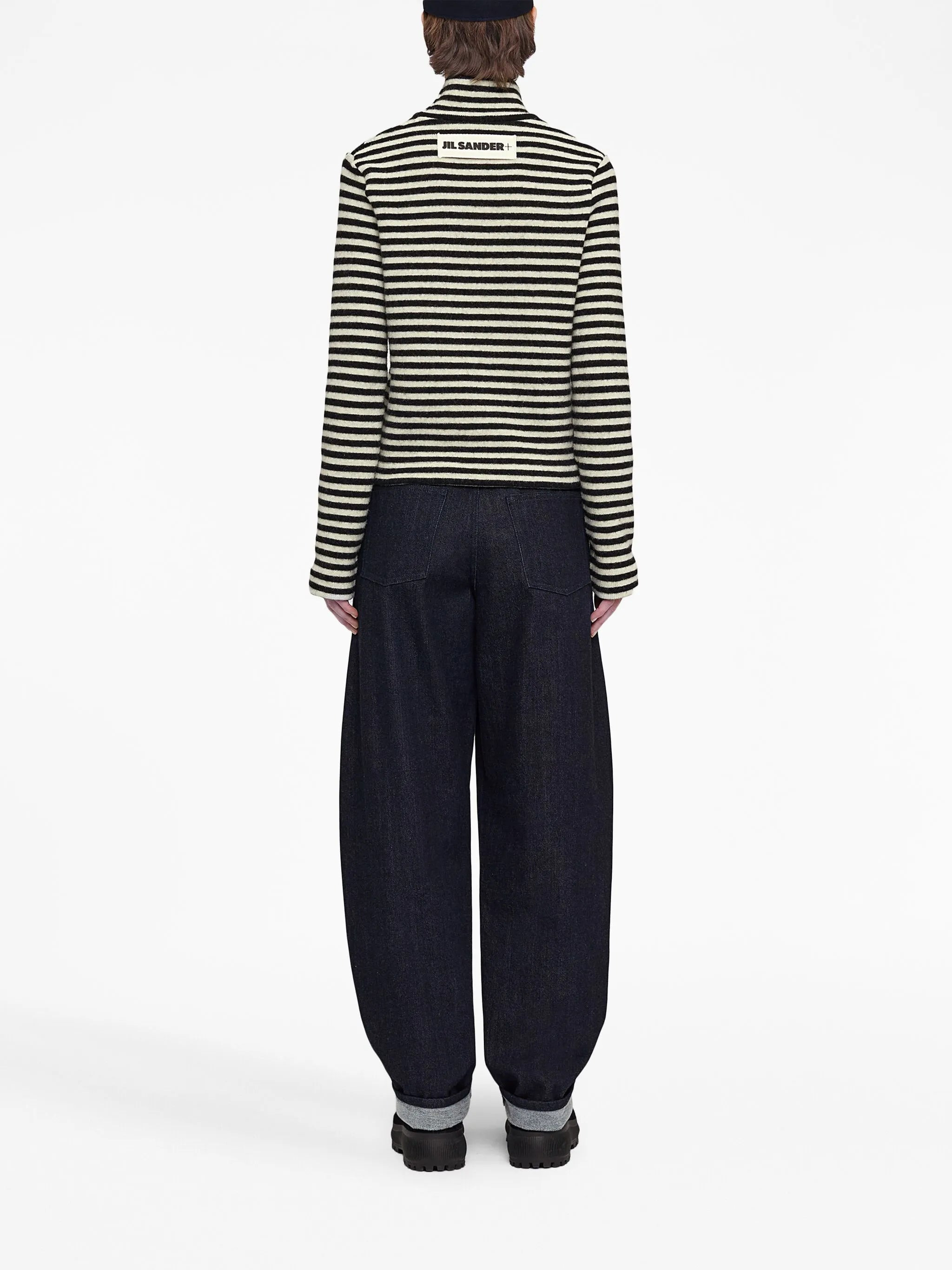 logo-patch striped wool sweater - 4
