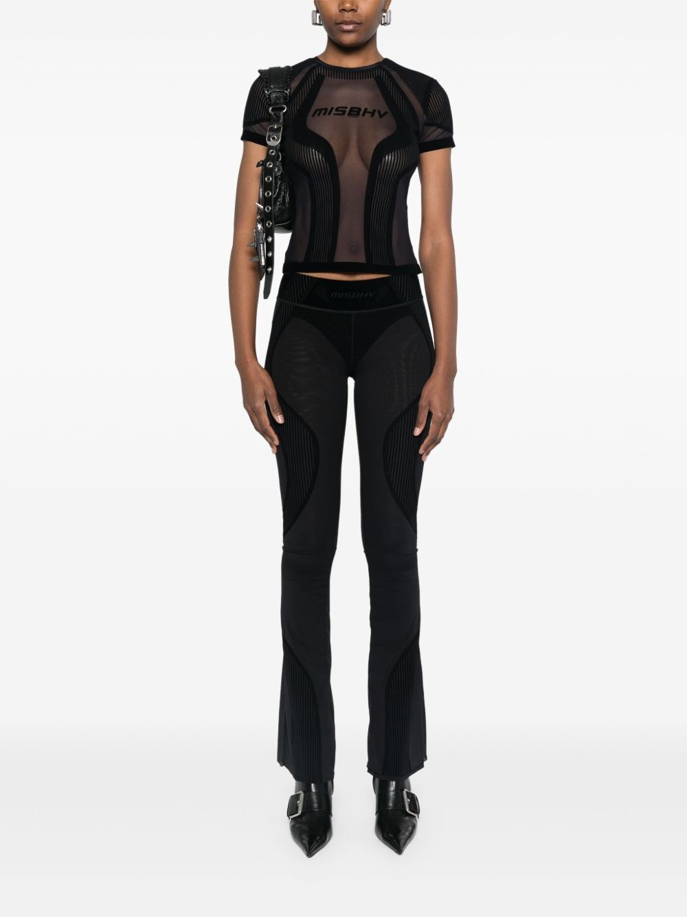 flocked mesh T-shirt - 2