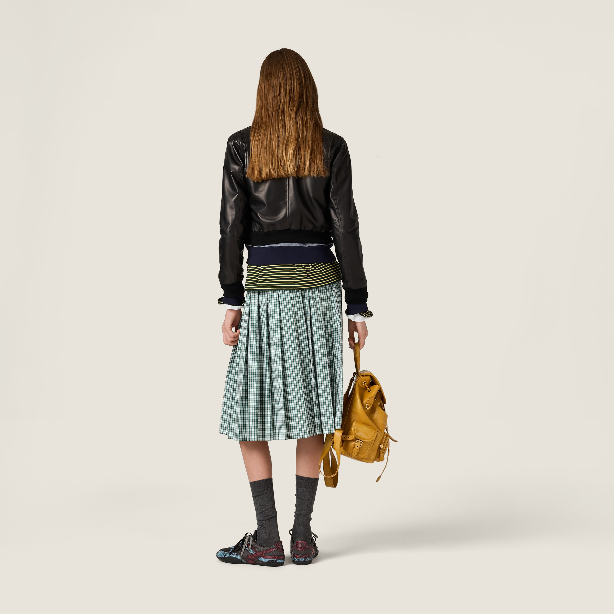 Pleated checked skirt - 3