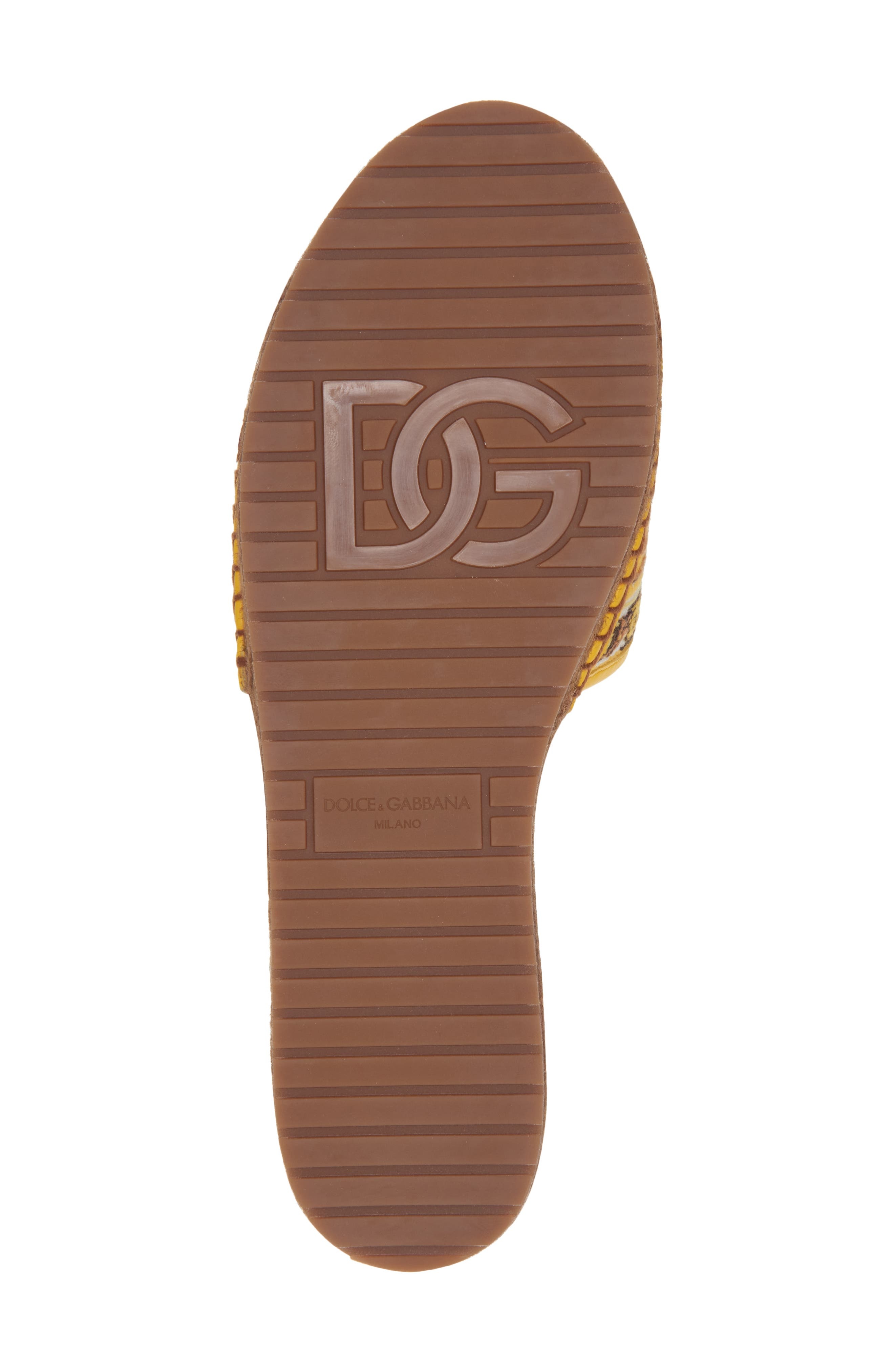 Dolce&Gabbana Majolica Print Espadrille Slide Sandal in Multicolor/Sole at Nordstrom - 6