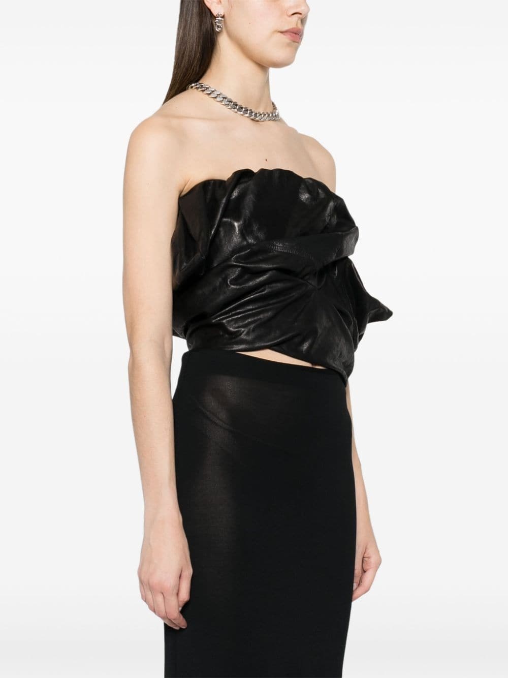 Draped Bustier leather top - 3