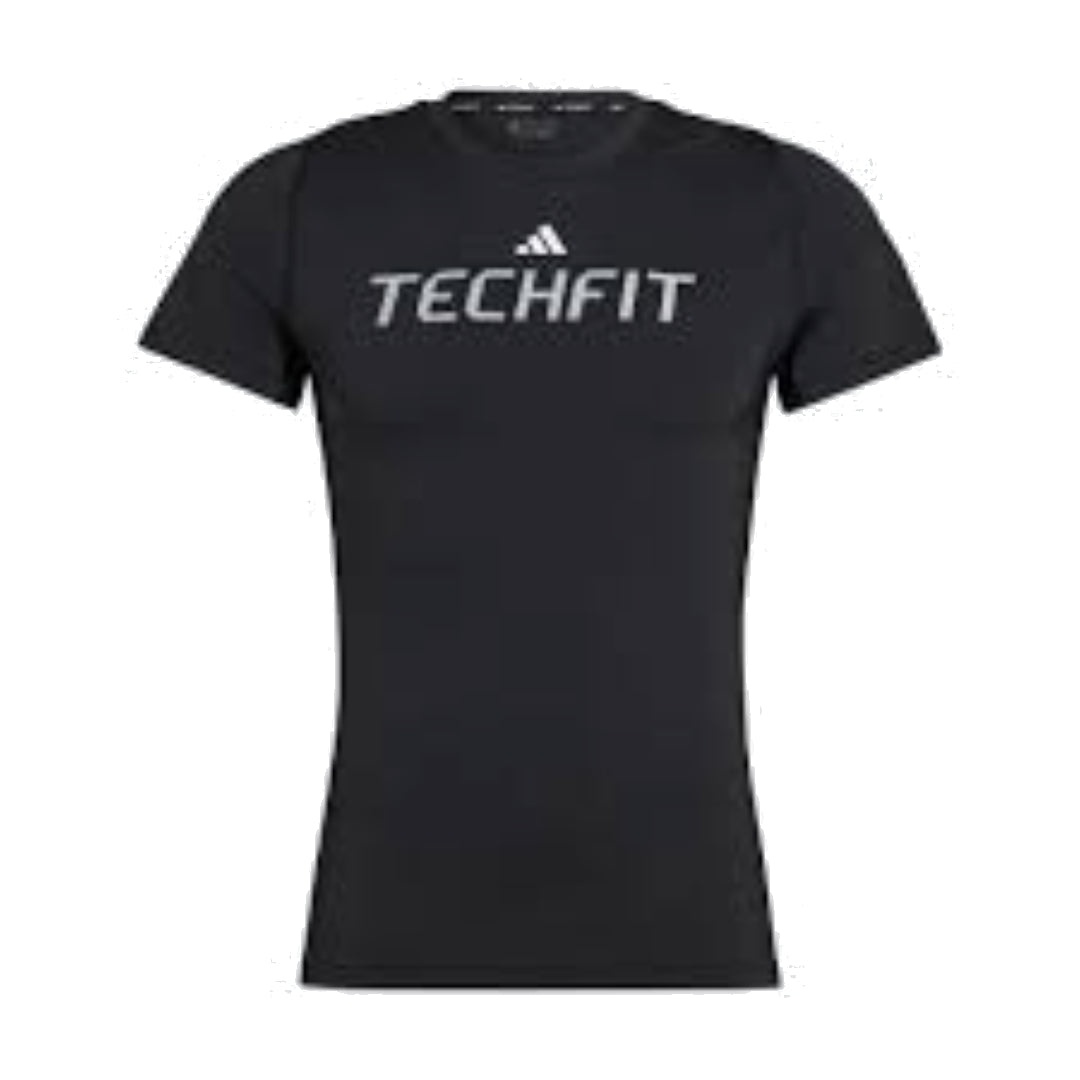 adidas Techfit Graphic T-Shirt Asia Sizing 'Black' HZ9686 - 1