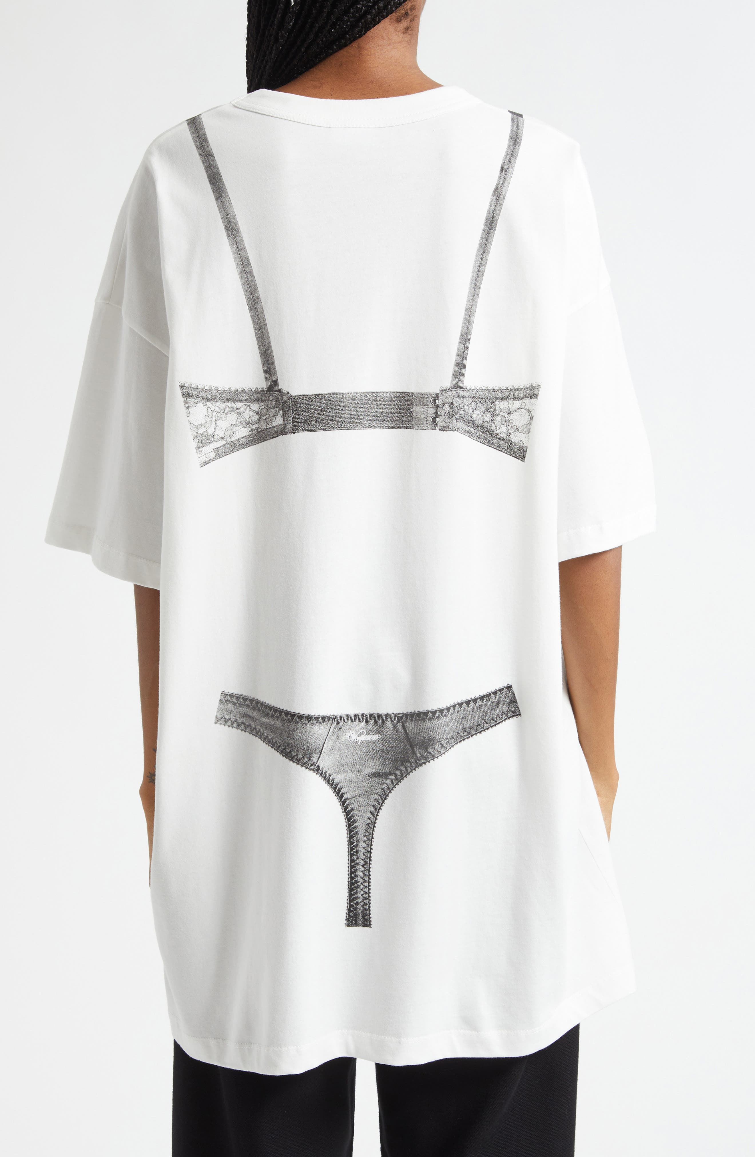 Vaquera Trompe l'Oeil Lingerie Tall Graphic T-Shirt in Off White 1 at Nordstrom - 2