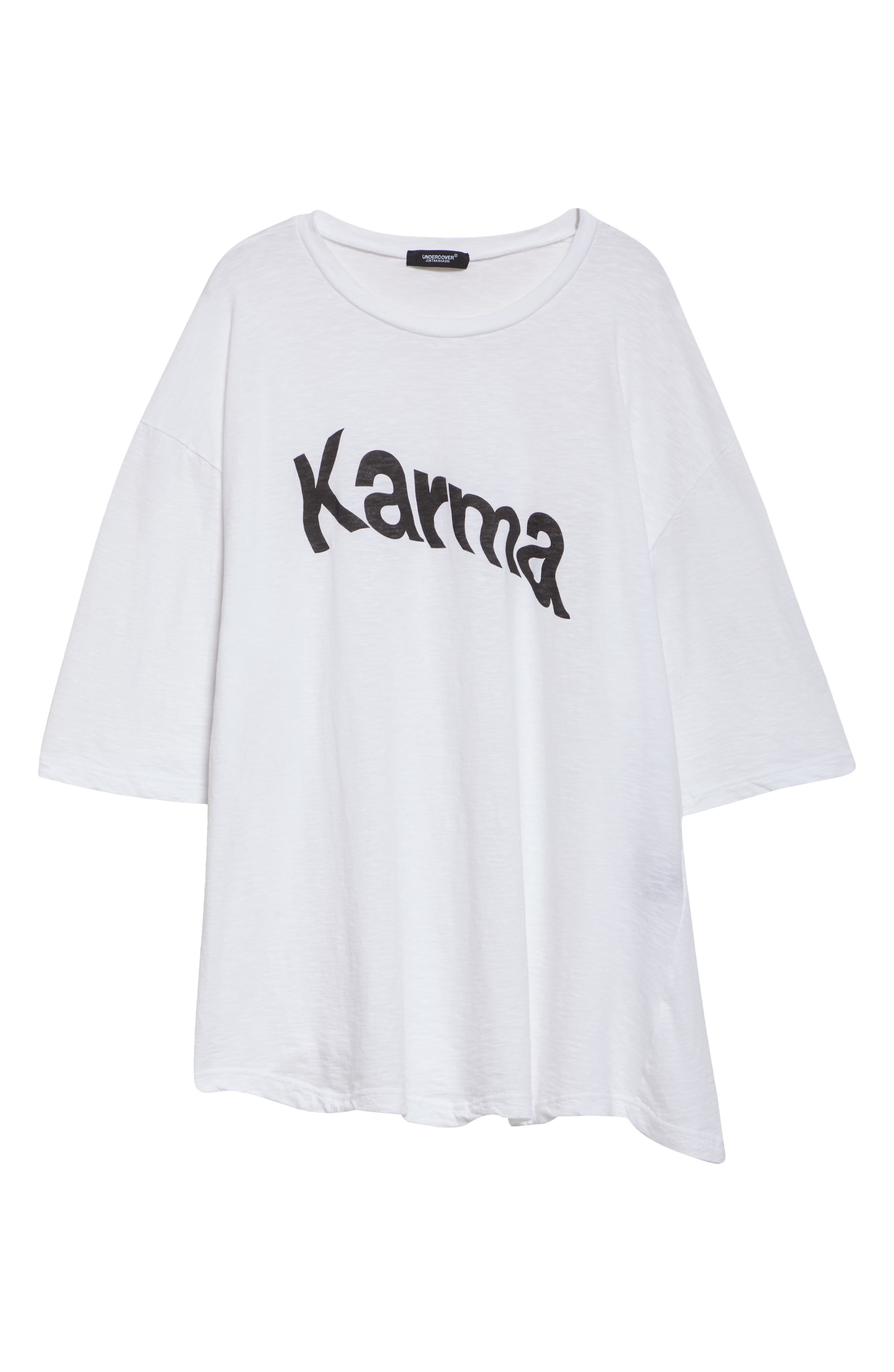 Undercover Karma Asymmetric Oversize Graphic T-Shirt in White at Nordstrom - 6