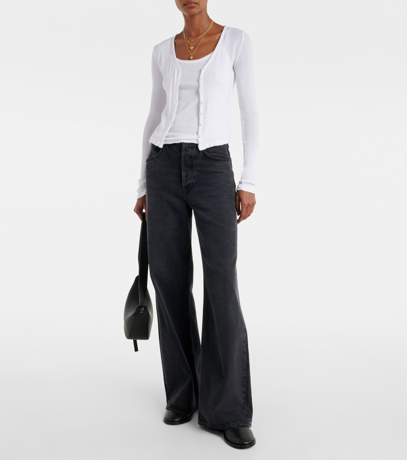 velvet Drew cotton-blend pointelle cardigan outlook