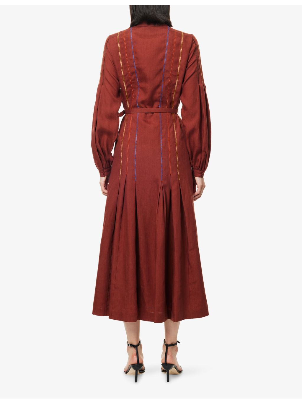 Aleka Pleated Linen Midi Dress - 4