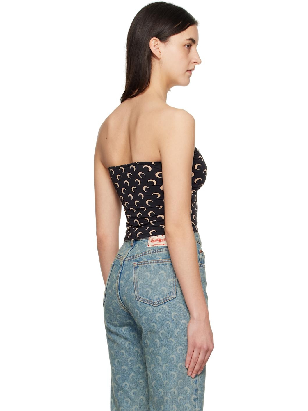 Black Moon Printed Jersey Second Skin Tube Top - 3