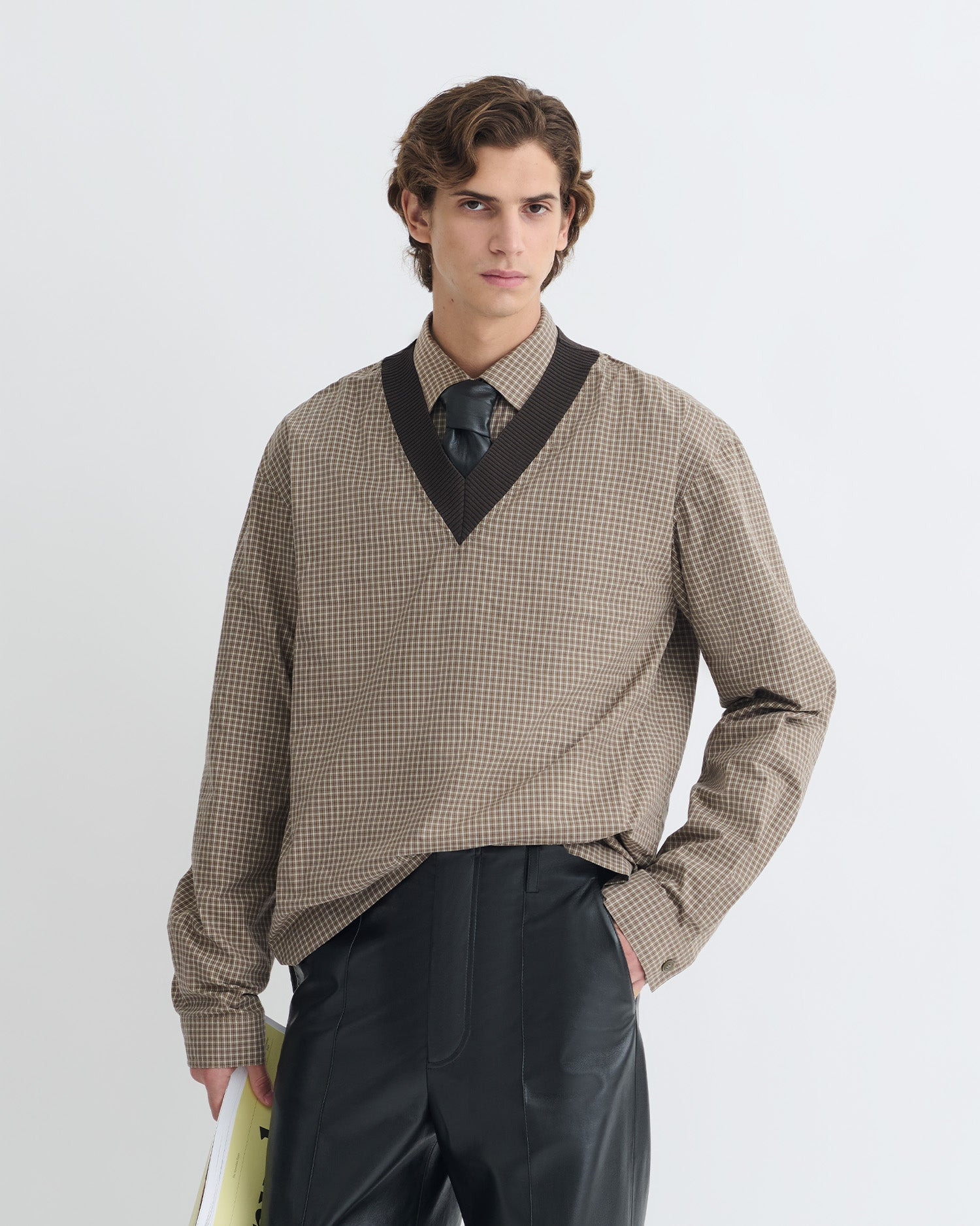 Checked V-Neck Top - 2