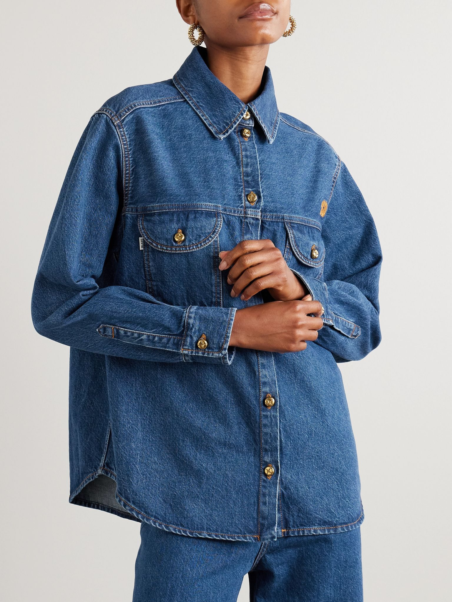 Nariida Berber embroidered denim shirt Mid denim - 3