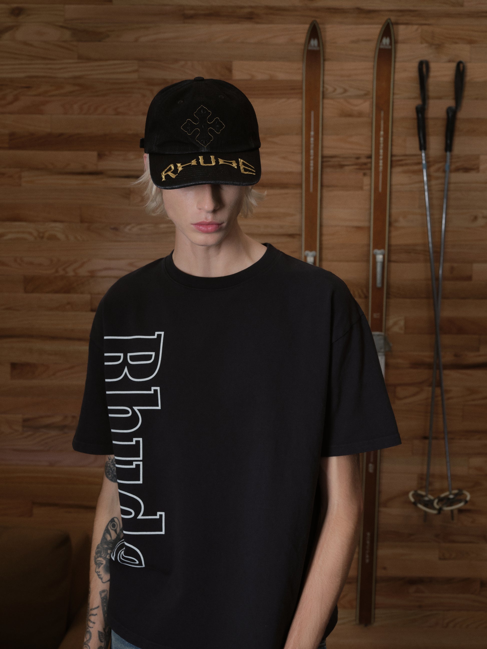 RHUDE CROSS DENIM 6-PANEL HAT - 4