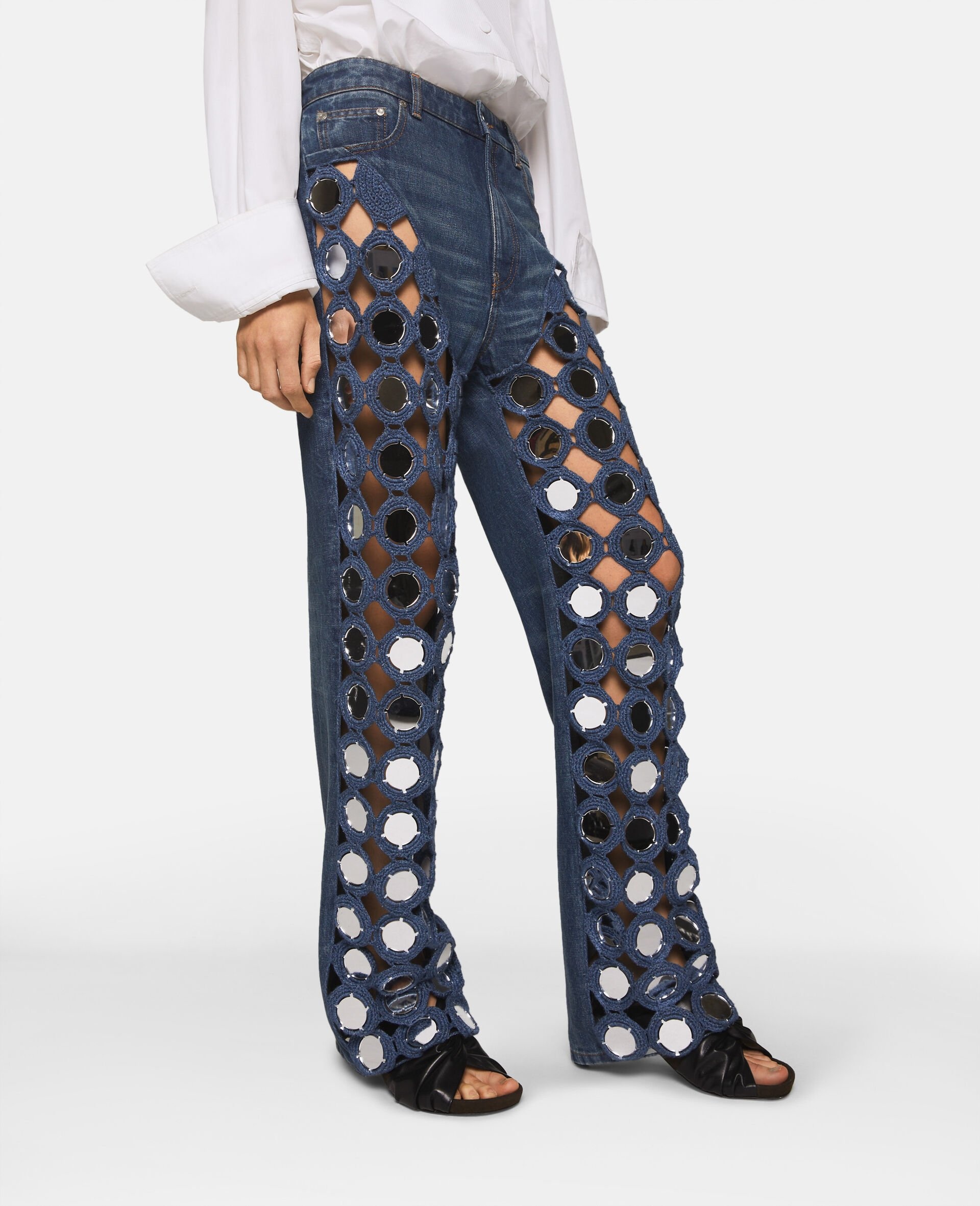 Mirror-Embellished High-Rise Denim Jeans - 5