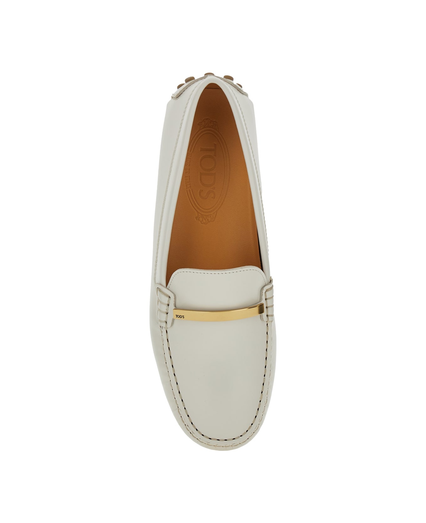 White Loafers With Logo Plaque And Rubber Sole In Leather Woman - 4