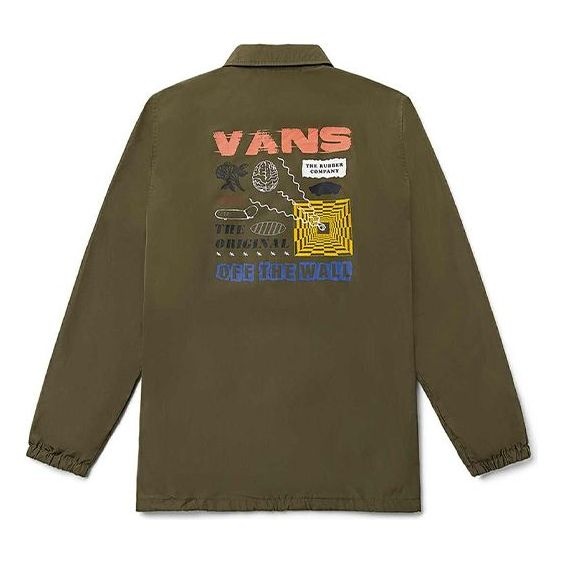 Vans Back Funny Pattern logo Sports Jacket Couple Style Green VN0A5H8RKCZ - 2