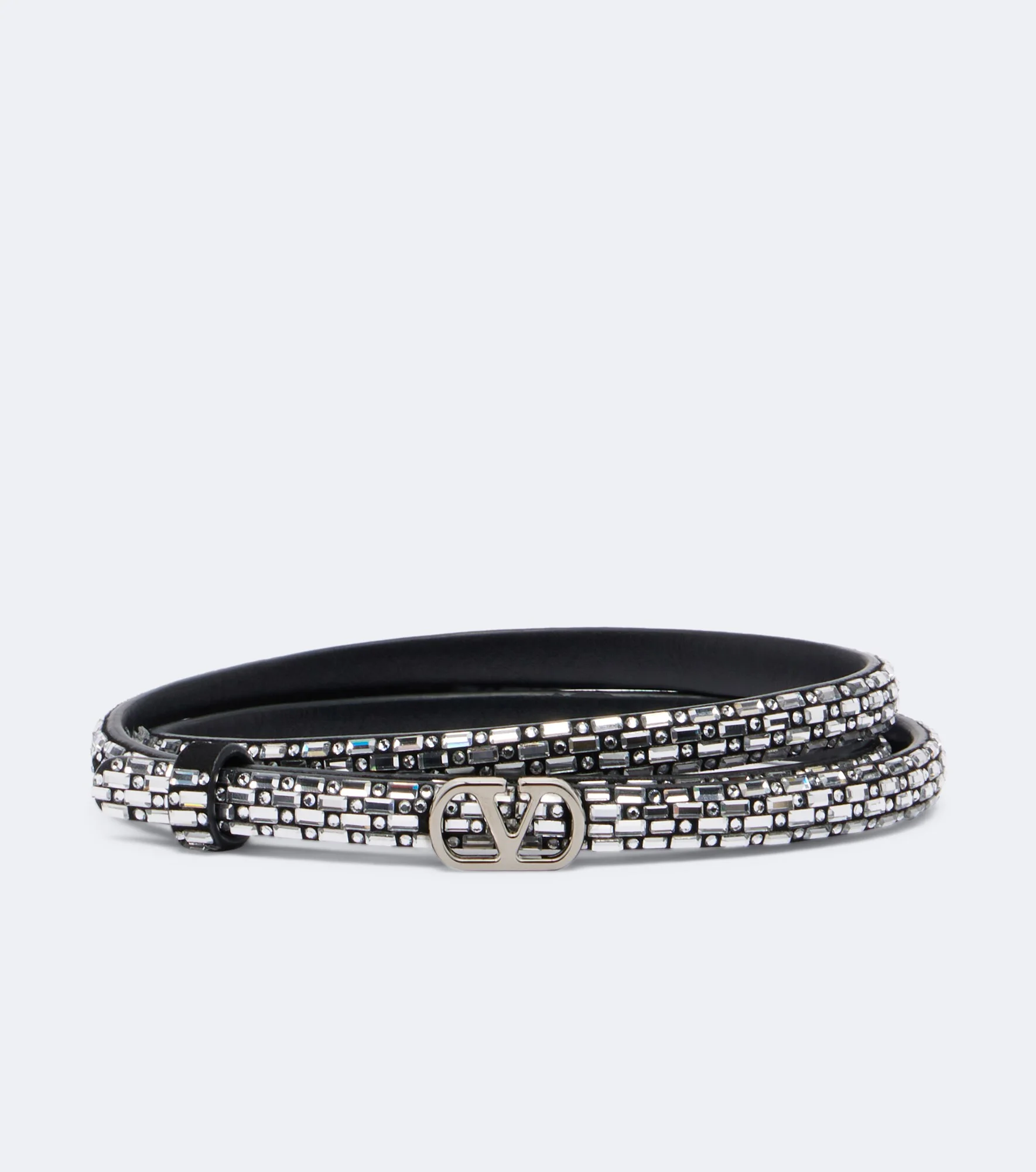VLogo embellished leather belt - 1