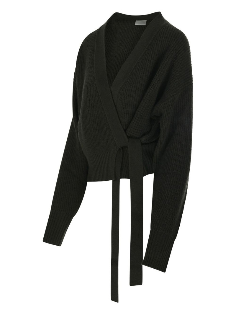 Allude wrap-front ribbed cardigan outlook