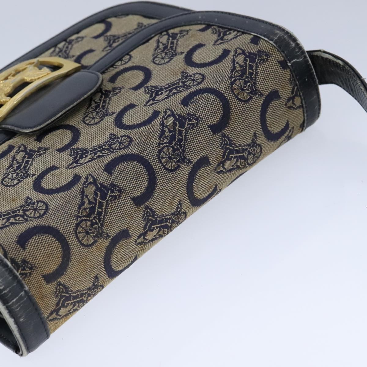 CELINE C Sulky Shoulder Bag Canvas Leather Navy - 6
