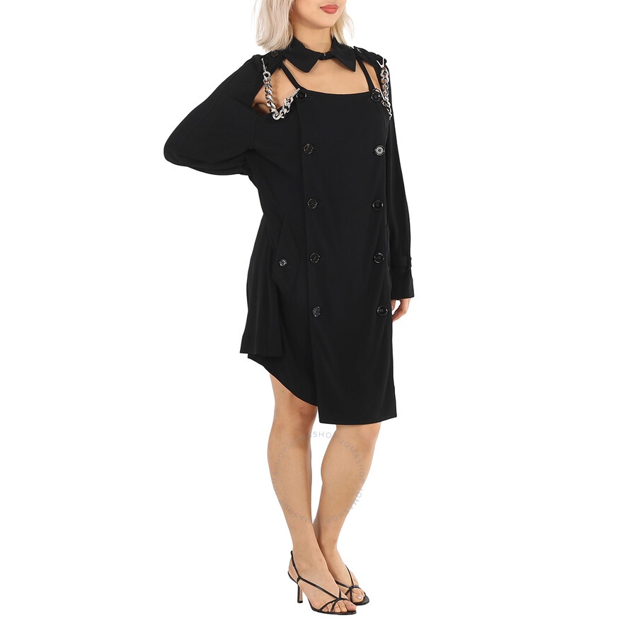 Burberry Black Deconstructed Crepe Trench Coat Dress - 4